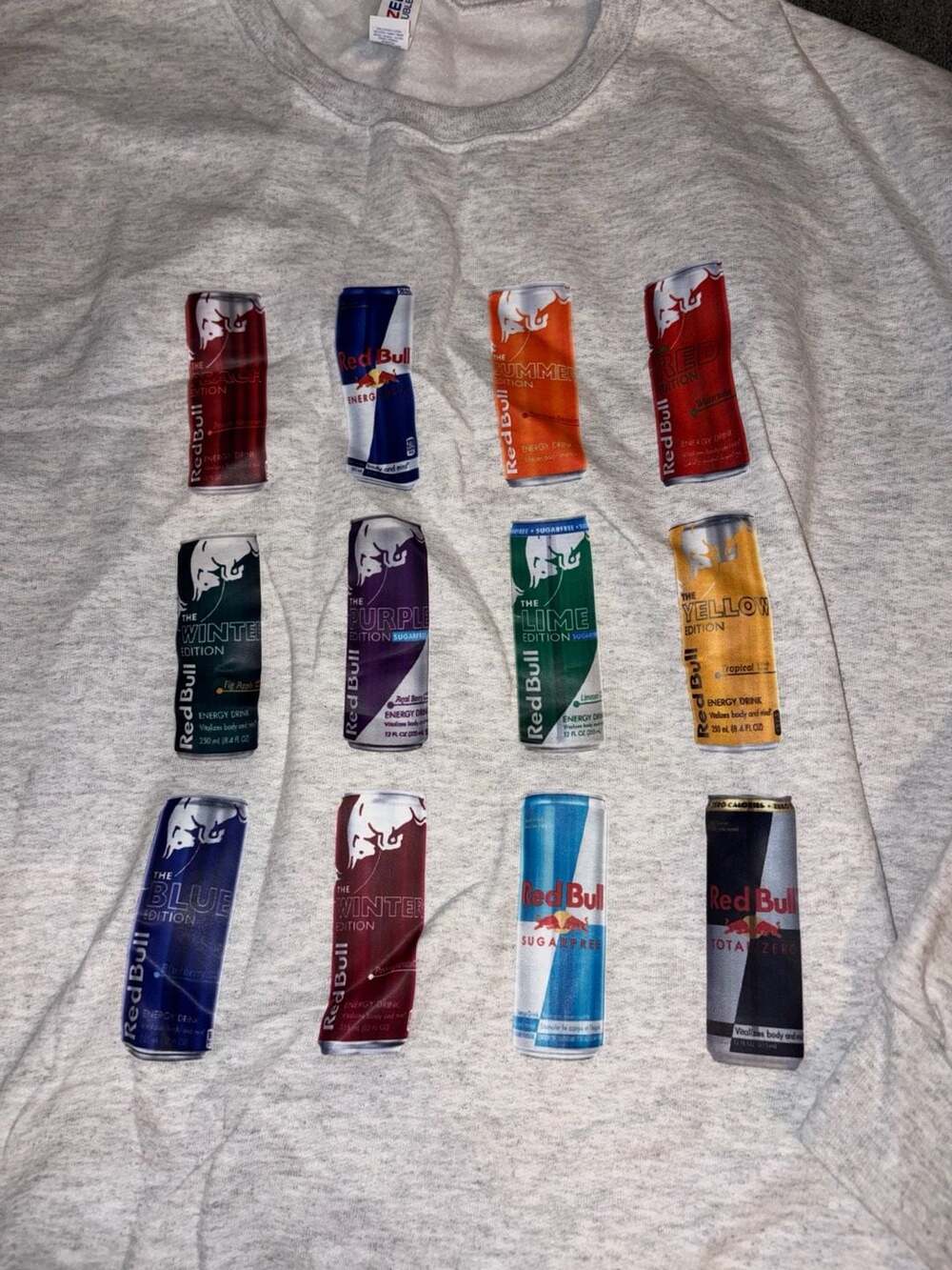 Jerzees Nublend Red Bull Cans Graphic Sweatshirt XL Grey